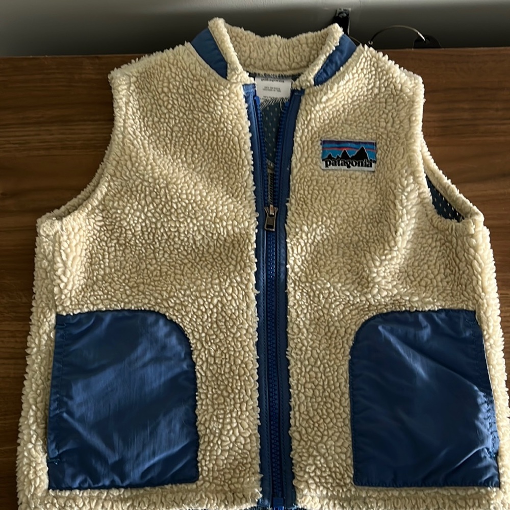 Patagonia Cream and Blue Kids Vest